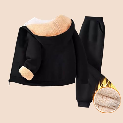 Boys Girls Fleece Lined Sweatpants Set 2 Piece Zip up Thick Hoodies Joggers Pants Sweatsuits Kids Tracksuits Outfits4