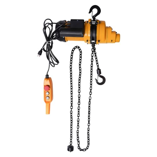 Electric Chain Hoist, 110V Overhead Crane Garage Ceiling Pulley, 1100lbs Winch with 10FT Wired Remote Control, 1300W Lifting Power System w/Emergency Stop Switch, 15 Feet Pulling Height (2200lbs)