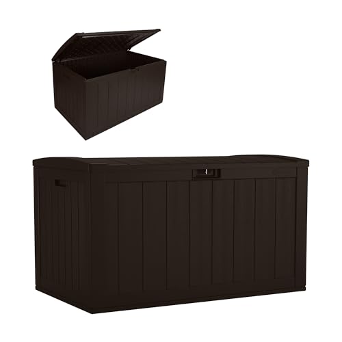 Suncast 134-Gal. Resin Extra-Large Outdoor Patio Deck Box with Pad-Lockable