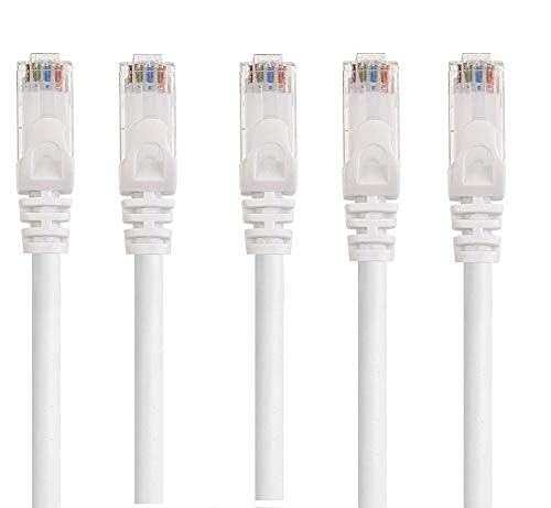 FEDUS High Speed RJ45 cat6 Ethernet Patch Cable LAN Cable Internet Network Computer Cable Cord High Speed Gigabit Category 5E Wires for Modem, Router, LAN ADSL(1.5 Meter) Pack 5(White)