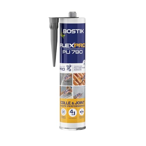 Bostik Colle Flexpro PU 790 Gris Anthracite Ral 7016 – Mastic Colle et Jointe Multi-Usages – Tous Matériaux – Intérieur/Extérieur et Milieux Humides...