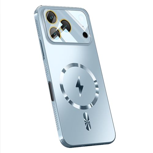 For IPhone 17 Pro Max/17 Pro/17 Air/17用ケース、放熱カメラ保護シェル付きマグネット式カバー(青,17 Pro Max)