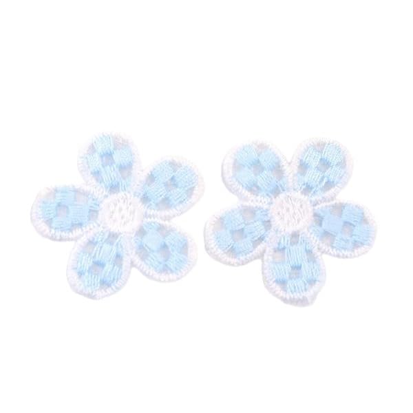 Naszywka haftowana 30 SZTUK 30MM Małe naszywki z haftowanymi kwiatami, aplikacje do prasowania, chińskie przyszycia na kurtkę jeansową(Blue)