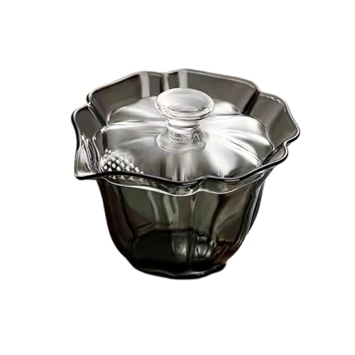 ミニ急須 耐熱ガラス 蓋碗 蓋付き湯呑み 一人用 ィーポット 満水容量200ml茶こし一体型蓋付き 最後の一滴まで 繰り返し水を加えることができ 緑茶 紅茶 玉露 電子レンジ対応 ライト省スペース 来客用 2パック (とうめいしょく) (透明蓋碗(黒の器、