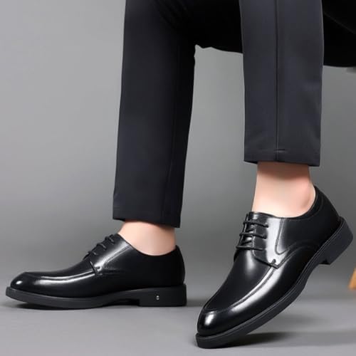 Dress Oxford Shoes for Men's French Leather Wingtip Lace Up Slip Resistant Low Top Rubber Sole Non Slip Wedding Office2