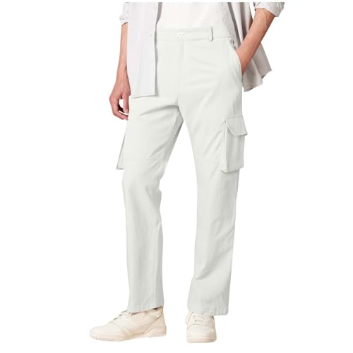 Cargo Pants for Mens Solid Color Multi-Pocket Zipper Button Work Pants Long Outwear Casual Trousers Fitted4