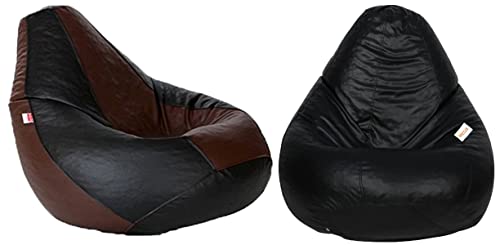 Image of Sattva Classic Filled Bean Bag Combo (XXXL Black Red with XXL Black Brown)