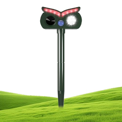 Weldphur Repelente de Animales - Ahuyentador Solar De Animales | Dispositivo De Advertencia Con Forma De Búho Impermeable IPX4 Para Conejos Ardillas Perros Jardín Macizos Florales