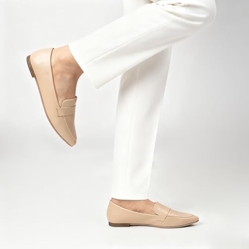 Image of MUSSHOE Loafers for Women Pointed Toe: Dressy Gold Bit Flats, Suede BusinessCasual Slip On Shoes for Office Work,Interview & Teacher