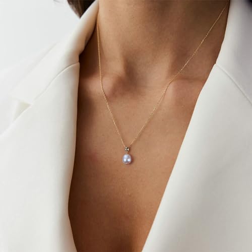 Collier ras du cou argent 925 et perle baroque dorée d'exception - 2