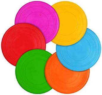 TEESUN Dog Frisbee Training Toys Flying Discs Flyer Silicone for Big Small Dogs Soft Tooth Resistant Rubber 6 Pack (Red Blue Green Yellow Orange)