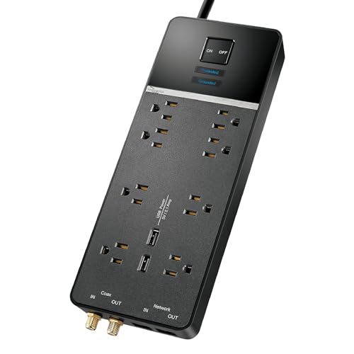 Rocketfish 8-Outlet/2-USB Wall Tap Surge Protector Strip - Compact Multi-Outlet Power Strip with USB Ports - Surge Protection Power Strip with Noise Filter & Universal Compatibility