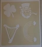 Dazzle Glitter Tatuaggi Irlandese a tema parete / carta fare decorazioni stencil A4 foglio arcobaleno & vasi oro leprechaun trifoglio arpa flessibile Mylar plastica giorno di San Patrizio
