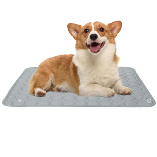 Leikurvo Tappetino refrigerante per cani e gatti, 70 x 55 cm, per cani e gatti, grande coperta fredda, resistente all'usura, lavabile, per cani, per cani, per esterni, a casa (grigio)
