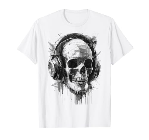 Skull with Headphones | Minimalist Design | Graphic T-Shirt