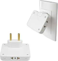 Adaptador Tomada T Articulado - Benjamin 10A de 110V a 250V Potência Máxima 2500W - Adaptador Flexível para Esconder Atrás do Móvel