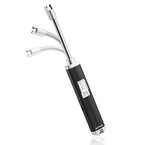 AUTSCA Mechero, Arco de luz, Encendedor de Barra, USB Recargable, sin Gas y Gasolina, sin Llama, Resistente al Viento, mechero electrónico para Barbacoa, Cocina, Cocina y Camping