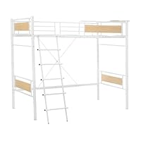 Amazon｜【ホワイト】 ロフトベッド パイプベッド デスク付き シングル