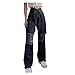 Produktbild Y2K Jeans Baggy Boyfriend Jeanshosen für Damen, Damen High Waist Jeans Straight Slim Denim Stretch Lang Jeanshosen Mit Gummizug