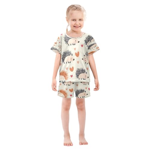 senya Short Sleeve Pajamas Sets Summer Cotton Sleepwear Hedgehog Love Heart3