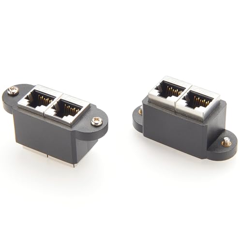 Plinkwirekb RJ45 Cat6 Ethernet hembra a hembra Combo convertidor RJ45 8P8C LAN Internet adaptador de panel de tornillo Feedthru Chassis Connector Socket