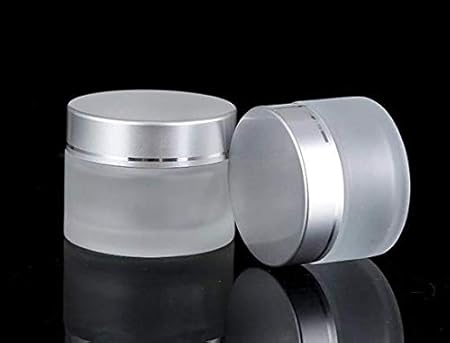 PSVA 50 GRAM FROSTED GLASS JAR WITH SILVER MATTE CAP AND INNER LID for Beauty, Cream, Blends, Skin Care, Hair Care, Travel, Toners, Cosmetic & DIY (Pack of 4) GRF_191