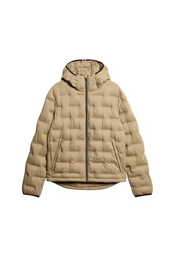 Superdry Para Hombre. M5012045A Abrigo Acolchado Con Capucha Beige (S), Casual, PoliéSter Reciclado, Sostenible-image