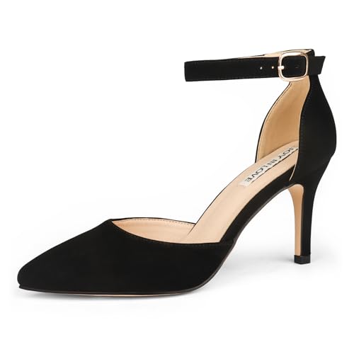 Image of JOY IN LOVE Closed Toe Heels Pumps for Women 3IN Stiletto Pointed Toe Ankle Strap Heels