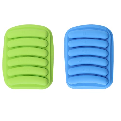 Ubric 2 moldes de Silicona para Salchichas, Salchichas de jamón, Salchichas y Otros Utensilios de Cocina (Azul Verde)