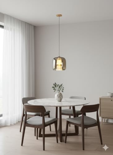 Image of Modern Pendant Hanging Light for Ceiling | Glass Hanging Lamp for Dining Room, Kitchen, Living Room | Stylish Ceiling Light Fixture | E27 Holder | Home Decor Lighting | (Luxe Drop)
