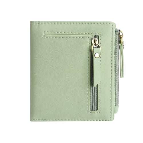 Image of GOIACII Small Women's Wallet Compact Bifold Credit Card Holder Mini Ladies Purse with 2 Zipper Coin Pockets