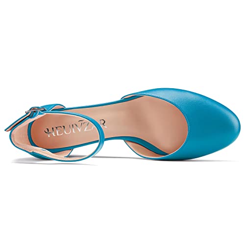 HEUIVZAR Pumps for Women Ankle Strap Closed Round Toe Block Chunky Wedge Low Heel Pumps Matte Shopping Vacation Classic 2 Inch4