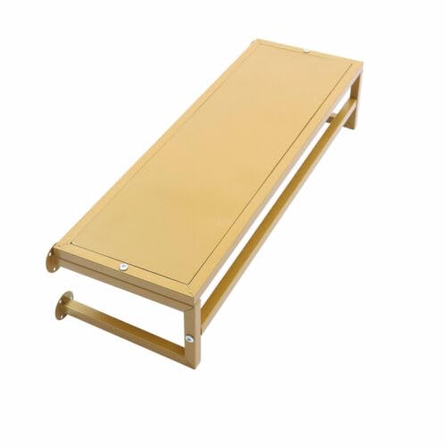 Industrial Pipe Clothing Rack with Shelves, Industrial Pipe Wall Mounted Garment Rack with Top Shelf Hanging Clothes Rack for Home Retailing, Gold