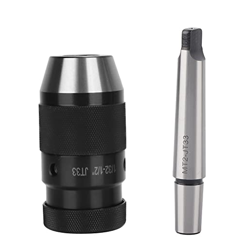 CNC Drill Chuck, Manganese Steel Lathe Keyless Self Tighten Straight Shank with Taper Arbor Clamp (1/32''-1/2'')