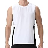 visionreast Camiseta Deporte Hombre Sin Mangas Camiseta Tirantes Atlético Hombre Secado Rápido Camisetas Gym Chaleco Deportivo sin Mangas para Hombre Blanco L