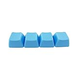 Blank TPR Rubber Gaming Keycaps 4 Keys Set 1u for Cherry MX Mechanical Keyboards Compatible OEM (R1, Neon Blue)