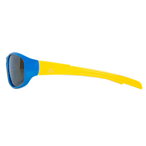 Optix 55 Kids Flexible Rubber Sunglasses-Uv Protection And Polarized Lenses For Boys And Girls (Blue & Yellow, Black) #TOP2