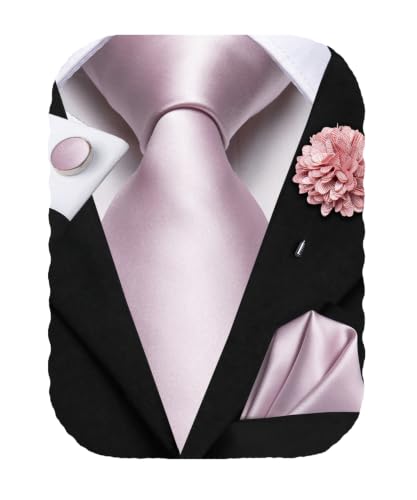 Image of Hi-Tie Men's Silk Ties Formal Woven Classic Necktie Pocket Square Set