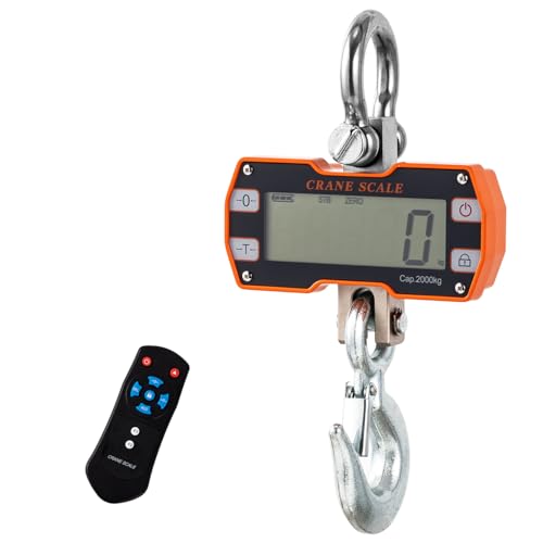Bonvoisin 吊りはかり 2000kg クレーンスケール デジタル吊り下げ秤 リモコン付き 埠頭 屠殺場 農場 工場 コンパクト 小型 日本語マニュアル (乾電池式（電池別売り）)
