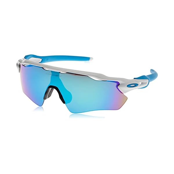 Oakley Men's OO9208 Radar EV Path Rectangular Sunglasses, Polished White Blue/Prizm Sapphire, 38 mm