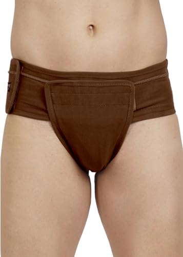 Image of Inguinal Hernia Supporter |HIGH COMPRESSION || Hook & Loop Closure || Scrotum Support || Gym & Daily Use Supporter || Relieve Pain and Swelling || Stretchable || Cotton-Lycra Fabric || Breathable Cotton-Lycra (Brown, XS)
