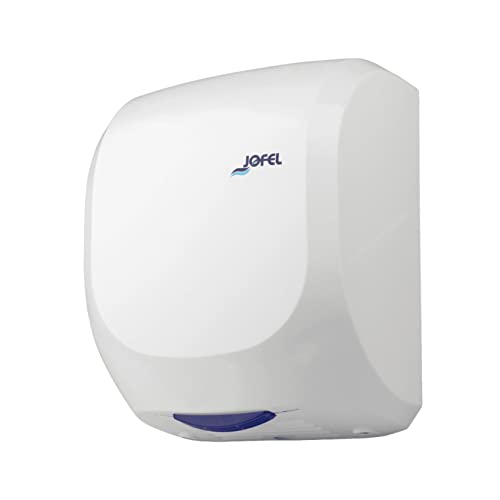 Jofel   Secamanos Óptico de Alto Rendimiento (400 Km/h) 1400W, Secado en 10 segundos, Secador de Manos Automático, Filtro Hepa, Antivandálico, Modelo AVE Carcasa ABS Resistente, AA19000 Blanco