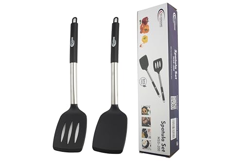 Premium Silicone Spatula Set (2-Piece) – High Heat-Resistant, Non-Slip Grip – Baking, Cooking, Mixing – BPA-Free, Great Gift for Home Chefs,
