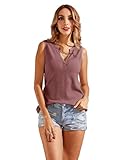 Womens Tank Tops V Neck Waffle Knit Summer Casual Sleeveless Loose Tee Shirts (Medium, Burgundy)