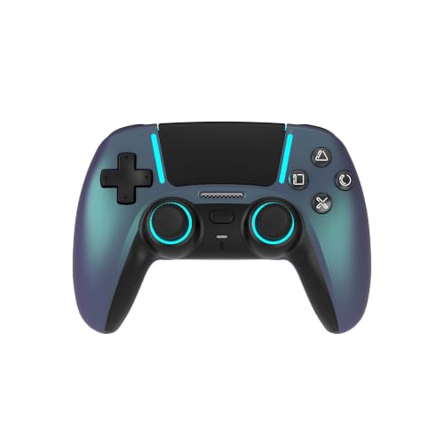 Image of ASRVA Chrome Blue Wireless Pro Controller for PS5,4 Back Buttons,Hall Effect Joystick(No Drift),Micro-Switch,Gyro,Macro,1000mAh,RGB,Compatible with PS5 /Pro /Slim /PC /iOS /Android