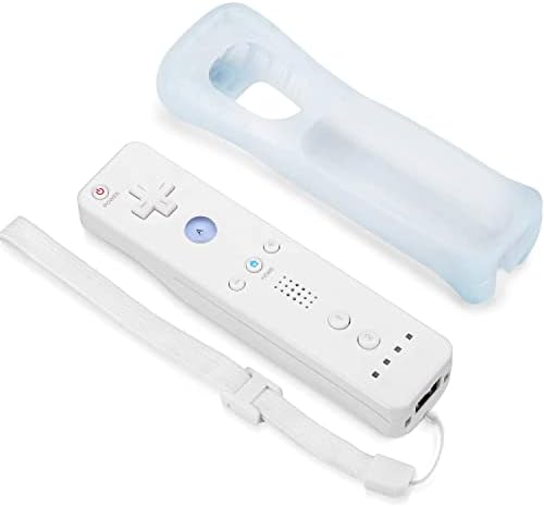 JJN Wii Remote Controller, Wii Controllers, Replacement Remote Game Controller for Nintendo Wii/Wii U, with Silicone Case and Wrist Strap (White)