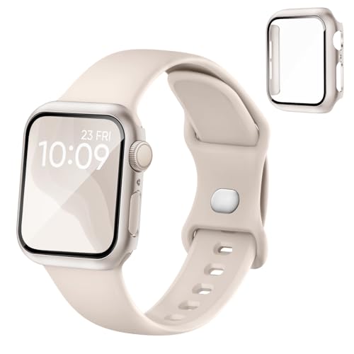 Image of Adorique 3-in-1 Compatible for Apple Watch Band 40mm 41mm 42mm 44mm 45mm 46mm, Soft Silicone Sport Strap for iWatch Series SE 10 9 8 7 6 5 4 3