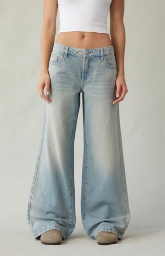 PacSun Women's Casey Low Rise Baggy Jeans Ripped Light Blue Size 273