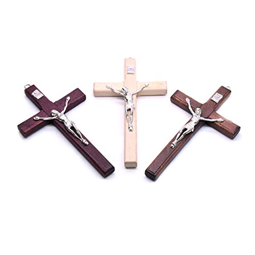 ERUYN 5x Houten Christus Jezus Kruis Lijden Standbeeld Religieus Gebed Kruisbeeld Hanger Beige Wit - Image 4