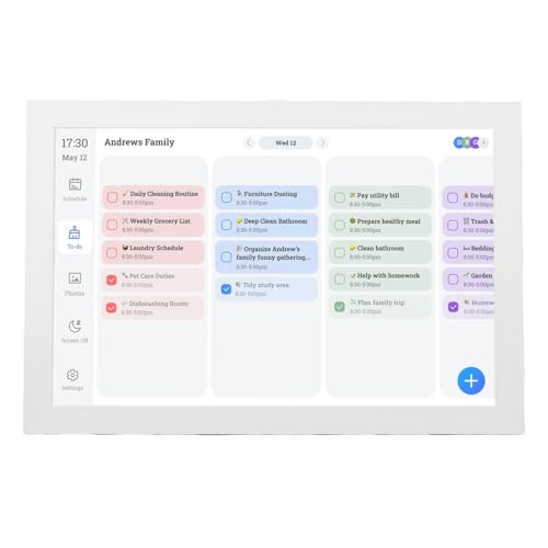 Generic 10.1 Inch Digital Calendar Smart Desk Mountable Electronic Calendar Wall Planner with Interactive HD Touchscreen and APP Control for Family Schedules and Meal Planner
